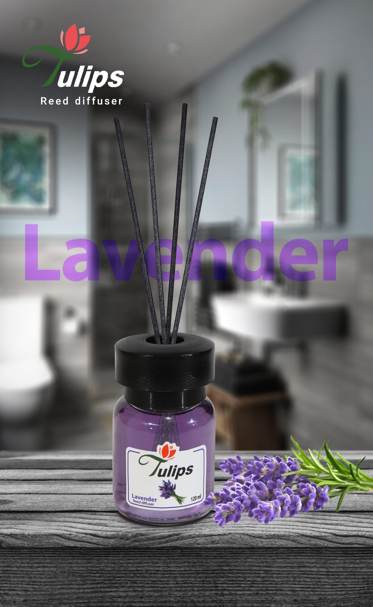 خوشبوکننده هوا رایحه اسطوخودوس (لاوندر) 120 میلی‌لیتر - تولیپس