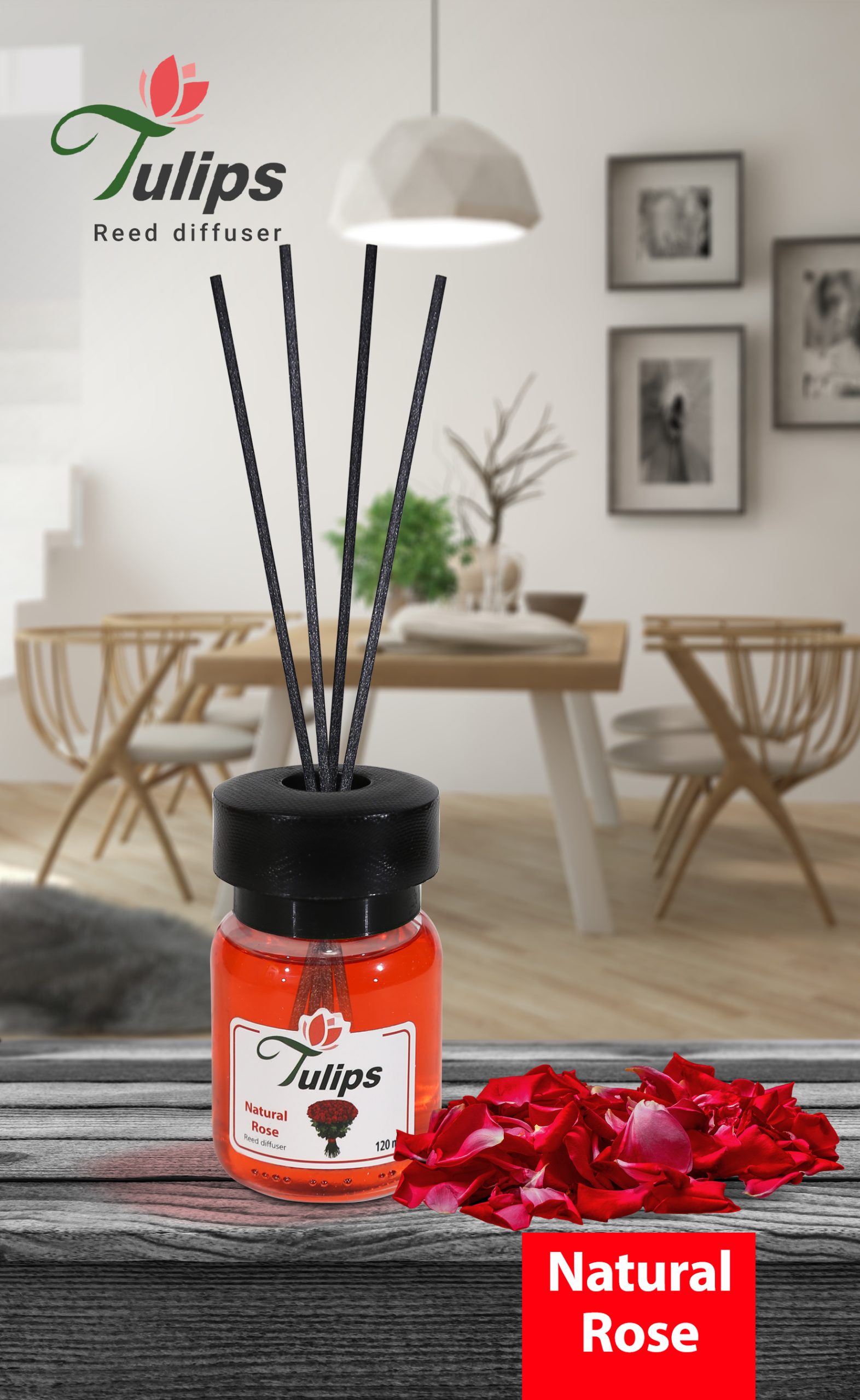 خوشبوکننده هوا رایحه رز طبیعی 120 میلی‌لیتر - تولیپس